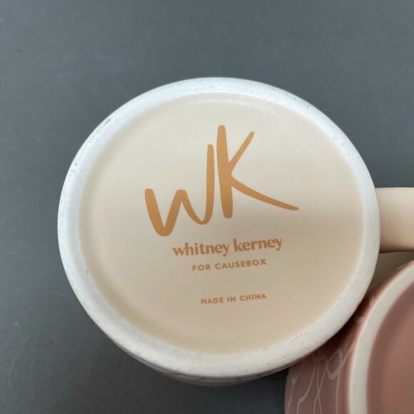 Whitney Kerney For Causebox Coffee Cups Mugs Pink Beige Lot of 2 - Picture 7 of 7